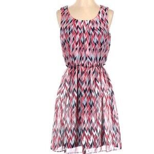IN Studio navy pink and aqua pleated dress size small